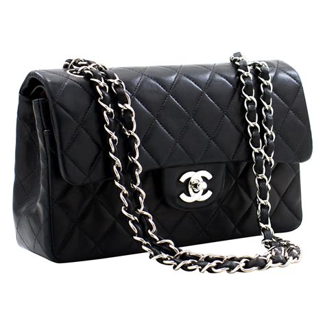 chanel tote bag black white|black chanel bag silver chain.